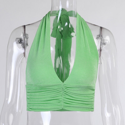 Γυναικείο κοντό μπουστάκι με λαιμόκοψη V και γυμνή πλάτη