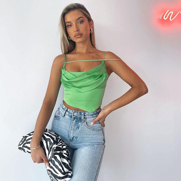 Μοντέρνο γυναικείο φανελάκι με λεπτές τιράντες - σε δύο χρώματα