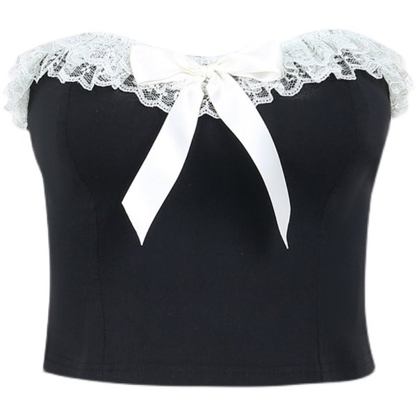 Μοντέρνο γυναικείο μπουστάκι με δαντέλα και κορδέλα