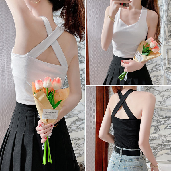 Naiste topp ristrihmadega seljal