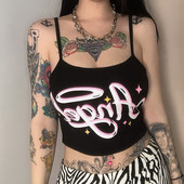 Καθημερινό γυναικείο φανελάκι με επιγραφή - λευκό και μαύρο