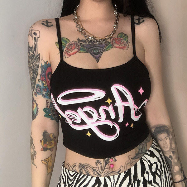 Καθημερινό γυναικείο φανελάκι με επιγραφή - λευκό και μαύρο