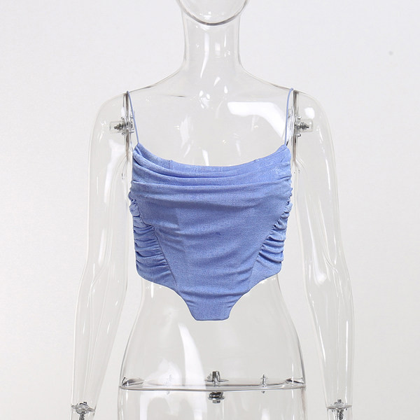 Κοντό γυναικείο βελούδινο μπουστάκι με μαζεμένο αποτέλεσμα