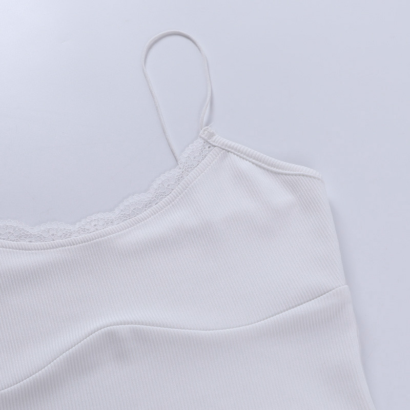 Γυναικείο μπουστάκι με δαντέλα και λεπτές τιράντες - κοντό