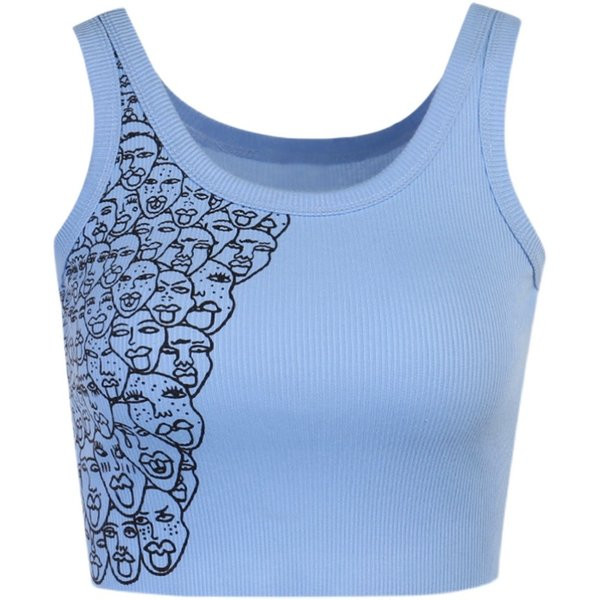 Lühike aplikatsiooniga puuvillane topp