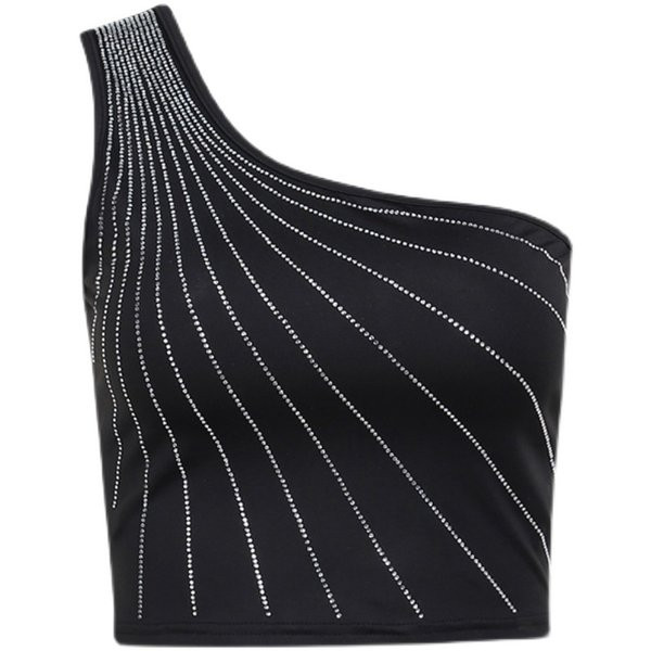 Lühike asümmeetriline dekoratiivkividega topp