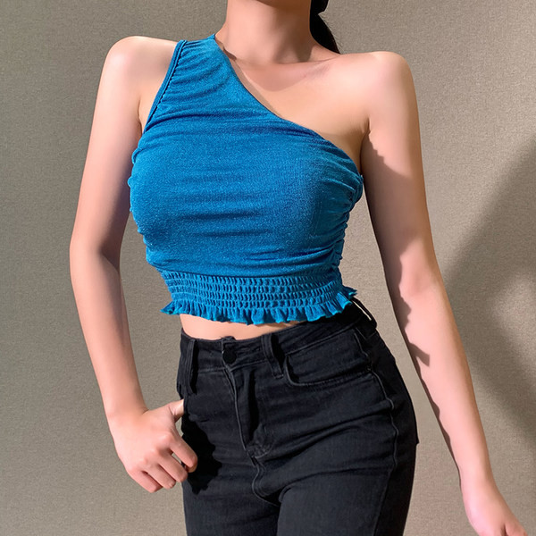 Lühike rihma ja kummiga naiste topp