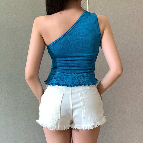 Lühike rihma ja kummiga naiste topp