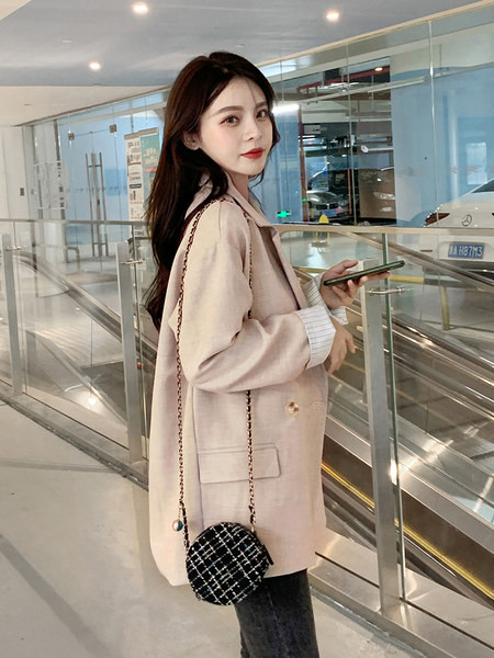 Дамско ежедневно сако в сив и бежов цвят 