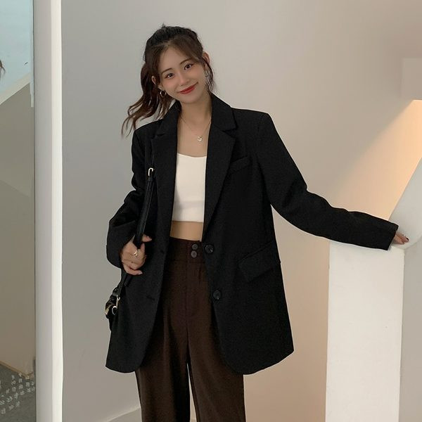 Γυναικείο casual σακάκι με κουμπιά σε καφέ και μαύρο χρώμα