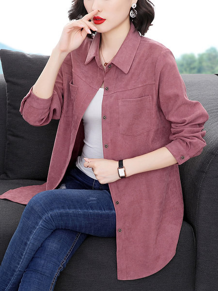 Γυναικείο μακρύ πουκάμισο με τσέπες και κούμπωμα με κουμπιά