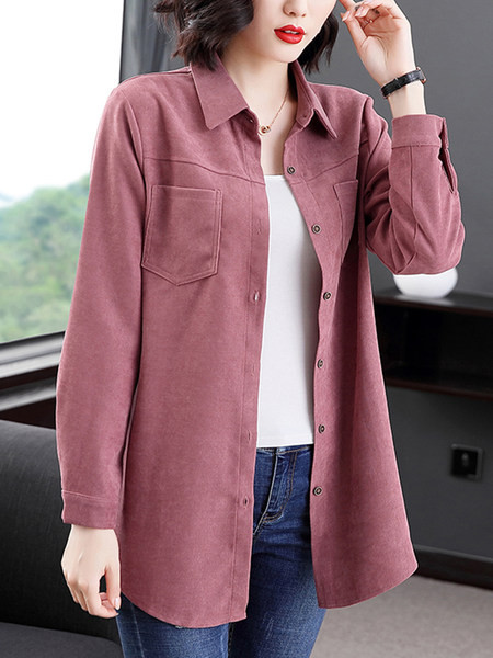 Γυναικείο μακρύ πουκάμισο με τσέπες και κούμπωμα με κουμπιά