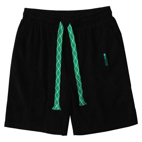 Дамски къси панталони с връзки в бял и черен цвят 