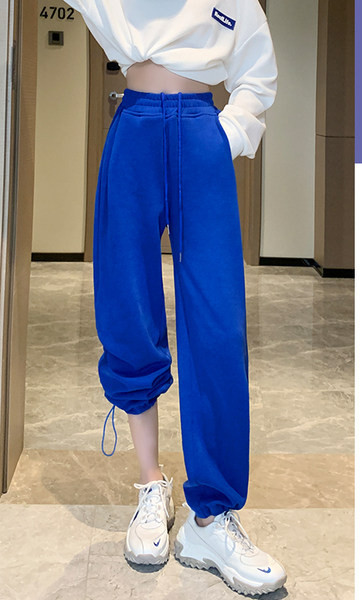 Sports-casual βαμβακερό παντελόνι με ελαστική μέση