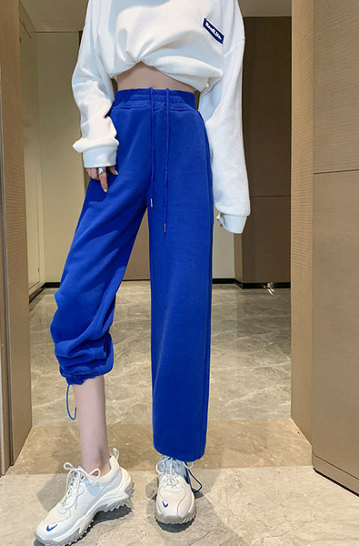 Sports-casual βαμβακερό παντελόνι με ελαστική μέση