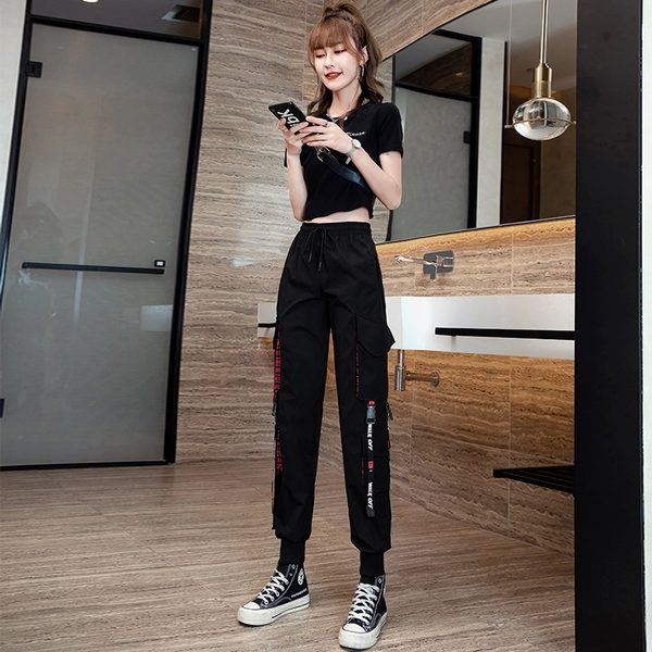 Ежедневен панталон с връзки и джобове - за жени