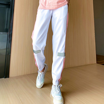 Спортно-ежедневни дамски панталони с щампа-черен и розов цвят