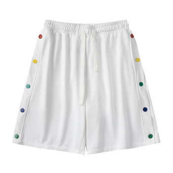 Къси дамски панталони с връзки и цветни копчета 