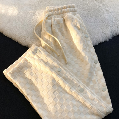 Casual παντελόνι με κουμπιά και ελαστική μέση