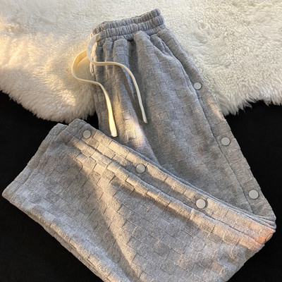 Casual παντελόνι με κουμπιά και ελαστική μέση