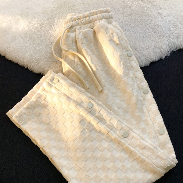 Casual παντελόνι με κουμπιά και ελαστική μέση