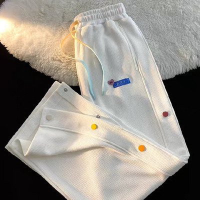 Casual γυναικείο ίσιο παντελόνι με χρωματιστά κουμπιά