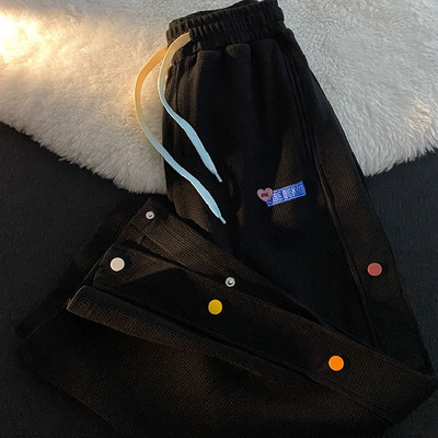 Casual γυναικείο ίσιο παντελόνι με χρωματιστά κουμπιά