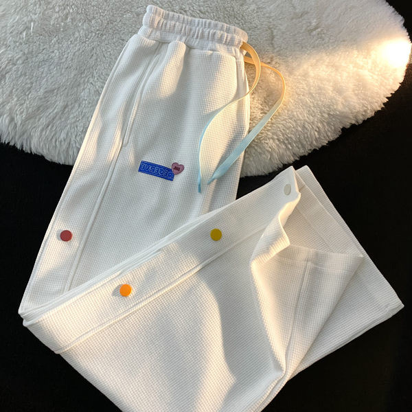 Casual γυναικείο ίσιο παντελόνι με χρωματιστά κουμπιά