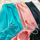 Ležerne ženske sportske hlače s visokim strukom i vezicama