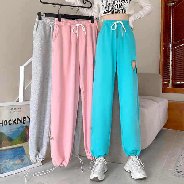 Ležerne ženske sportske hlače s visokim strukom i vezicama