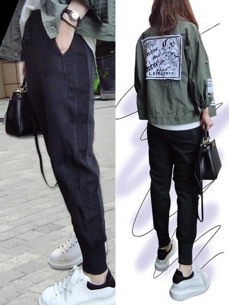 Спортен панталон с джобове и връзки 