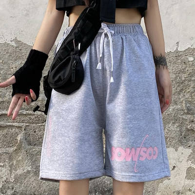 Γυναικείο σορτς με επιγραφές και κορδόνια σ δύο χρώματα