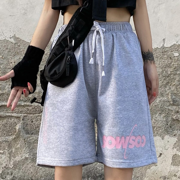 Γυναικείο σορτς με επιγραφές και κορδόνια σ δύο χρώματα