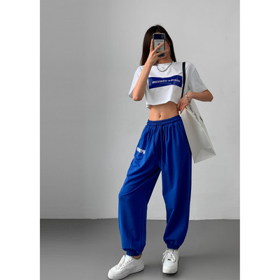 Γυναικείο αθλητικό παντελόνι με ψηλή μέση και επιγραφή