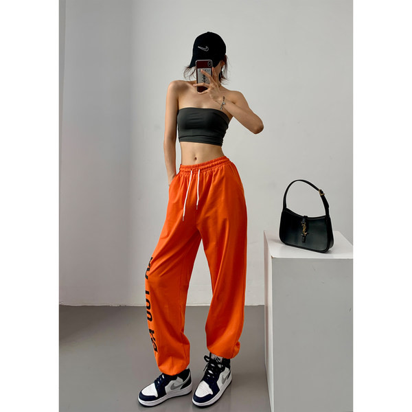 Спортно дамско широко долнище с надпис