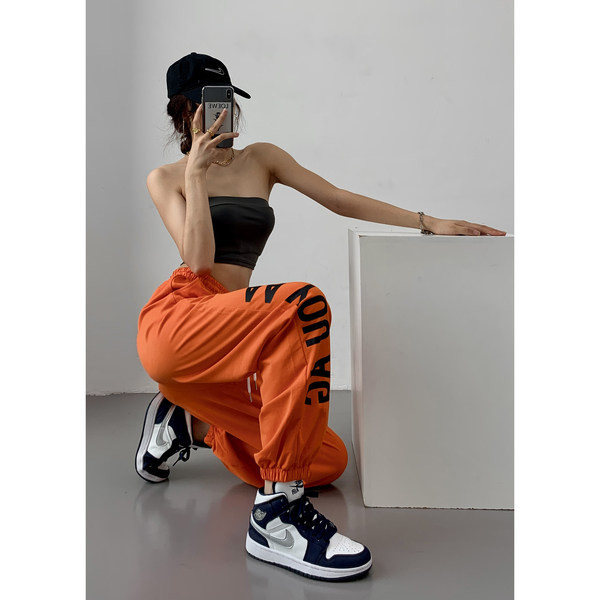 Спортно дамско широко долнище с надпис