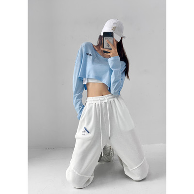 Casual γυναικεία φόρμα με ψηλή μέση και κορδόνια