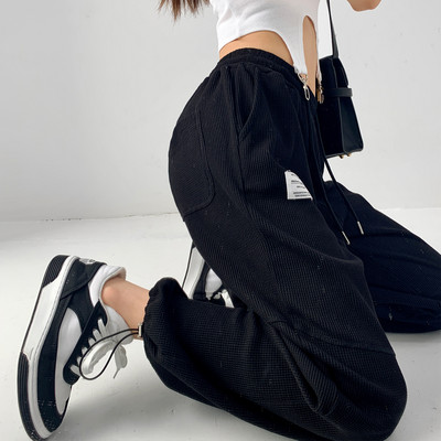 Casual γυναικεία φόρμα με ψηλή μέση και κορδόνια