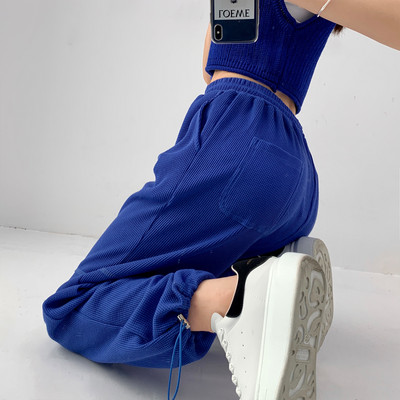 Casual γυναικεία φόρμα με ψηλή μέση και κορδόνια