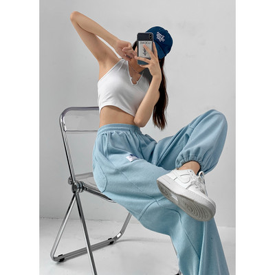 Casual γυναικεία φόρμα με ψηλή μέση και κορδόνια