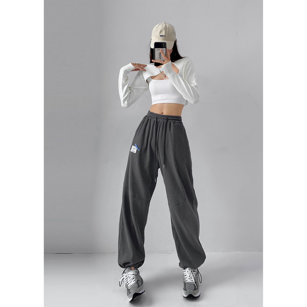 Casual γυναικεία φόρμα με ψηλή μέση και κορδόνια