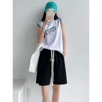 Naiste vabaaja lipsudega 3/4 lühikesed püksid