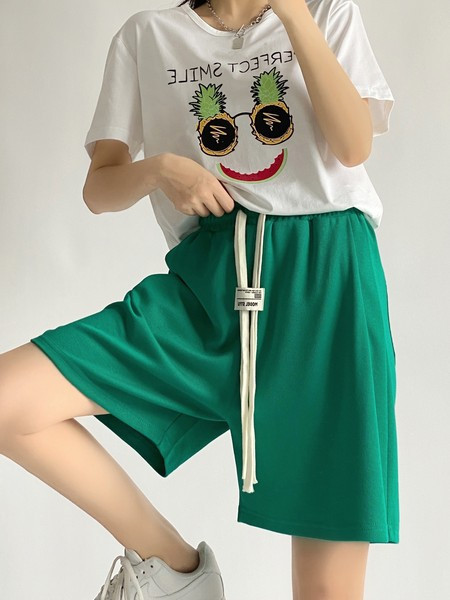 Naiste vabaaja lipsudega 3/4 lühikesed püksid