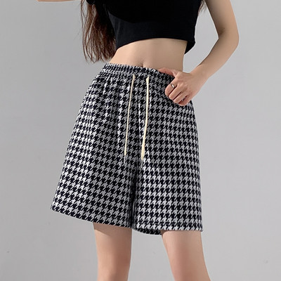 Γυναικείο καρό casual παντελόνι με κορδόνια