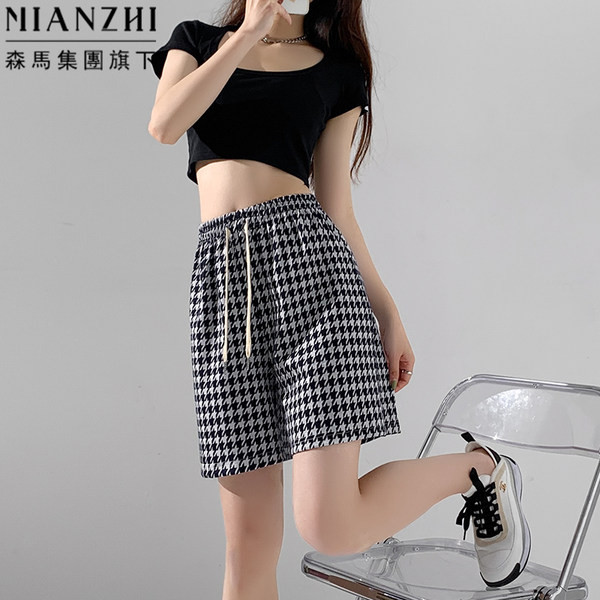 Γυναικείο καρό casual παντελόνι με κορδόνια