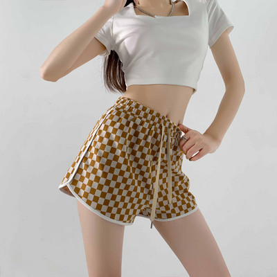 Casual γυναικείο καρό σορτς με κορδόνια