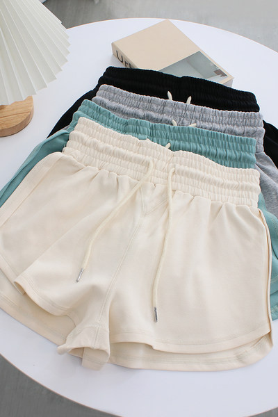 Lühikesed puuvillased lühikesed püksid elastse vöökoha ja lipsudega