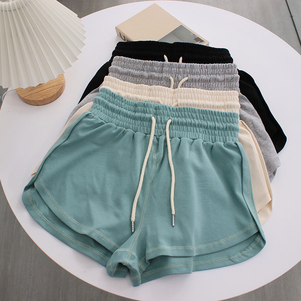Lühikesed puuvillased lühikesed püksid elastse vöökoha ja lipsudega