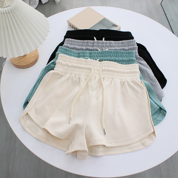 Lühikesed puuvillased lühikesed püksid elastse vöökoha ja lipsudega