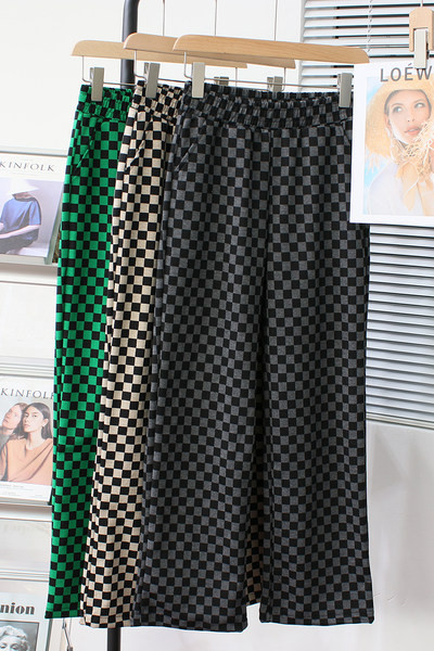 Καρό casual παντελόνι με ελαστική μέση